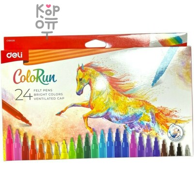 Deli ColoRun - Набор фломастеров на водной основе, 24 цвета