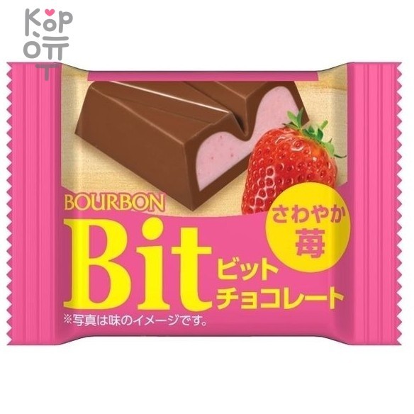Bourbon Bit Strawberry Chocolate - Шоколад с Клубничной начинкой, 15гр., купить с доставкой на дом фото 1 &mdash; Корейские товары для всей семьи(КорОпт)