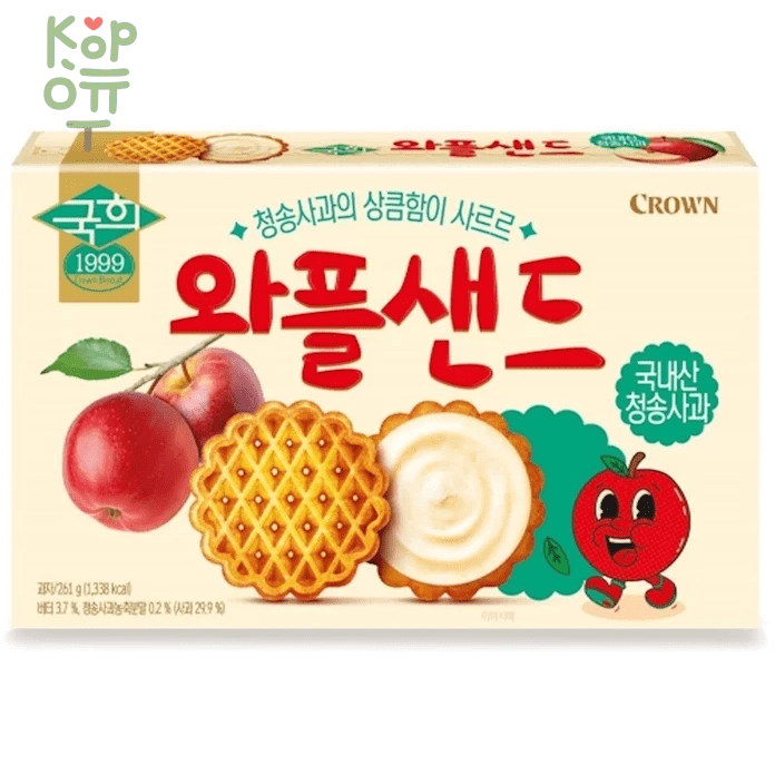 Crown Waffle Biscuit Cookie - Вафельное печенье с кремовой начинкой и яблочным джемом