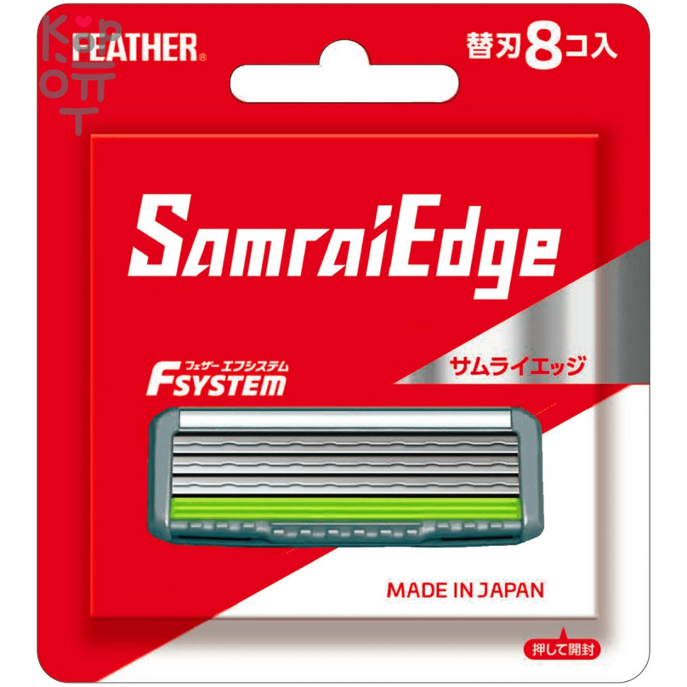 Feather F-System Samurai Edge - Запасные кассеты с тройным лезвием для станка 8шт., купить с доставкой на дом фото 1 — Корейские товары для всей семьи(КорОпт)