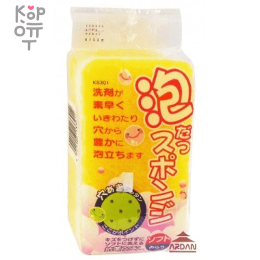 Губка для мытья посуды из поролона мягкая AISEN KOUGYOU, 20гр.  &mdash; Корейские товары для всей семьи(КорОпт)