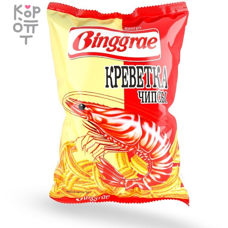 Чипсы Binggrae "Бингрэ" со вкусом Креветки 50гр.*24уп. (в коробке)., купить с доставкой на дом фото 1 — Корейские товары для всей семьи(КорОпт)