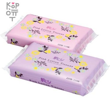 Kami Shodji ELLEMOI Pink Бумажные розовые двухслойные салфетки с коэнзимом Q10 110шт (1 пачка) мягкая экономичная упаковка — Корейские товары для всей семьи(КорОпт)