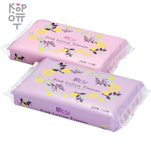 Kami Shodji ELLEMOI Pink Бумажные розовые двухслойные салфетки с коэнзимом Q10 110шт (1 пачка) мягкая экономичная упаковка, купить с доставкой на дом фото 1 — Корейские товары для всей семьи(КорОпт)