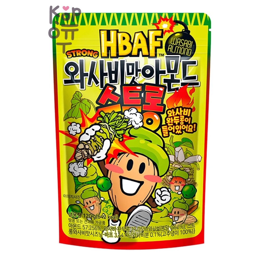 HBAF Wasabi Almond Strong - Миндаль со вкусом васаби острый, 120 г