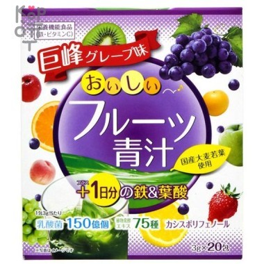 Yuwa Delicious Fruit Aojiru Iron &amp; Folic Acid  Концентрат для приготовления безалкогольных напитков "Аодзиру с фруктами" (виноград, клубника) 3гр.*20шт. &mdash; Корейские товары для всей семьи(КорОпт)