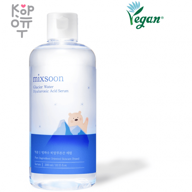 mixsoon Glacier Water Hyaluronic Acid Serum - Сыворотка для обезвоженной кожи с Гиалуроновой Кислотой и Ледниковой Водой 300мл.