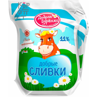 Добрая Буренка - Сливки ультрапастеризованные 11% 400 мл