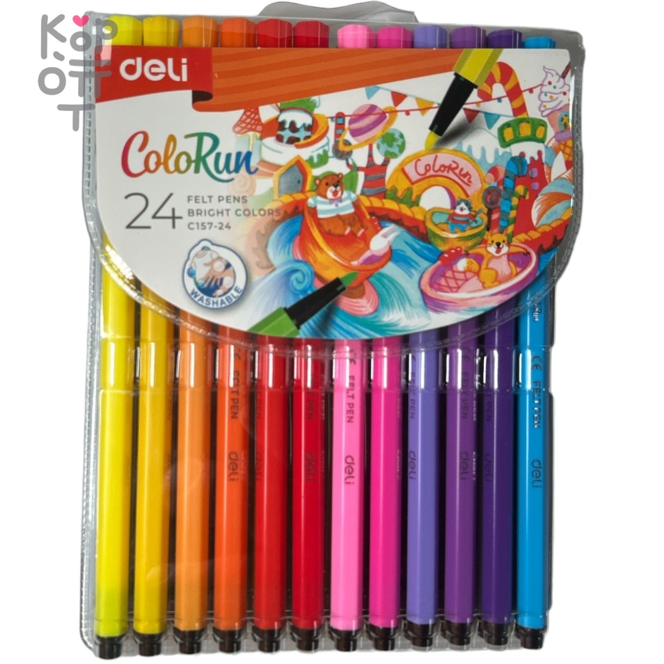 Deli ColoRun - Набор фломастеров, 24 цвета, купить с доставкой на дом фото 1 — Корейские товары для всей семьи(КорОпт)