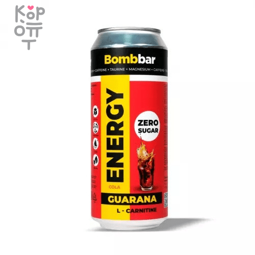 Напиток BOMBBAR Guarana L-Картинин, без сахара 500мл., купить с доставкой на дом фото 1 — Корейские товары для всей семьи(КорОпт)