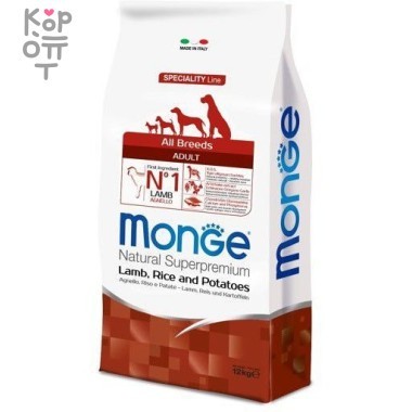 Monge Dog Speciality корм для собак всех пород ягненок с рисом и картофелем 12 кг — Корейские товары для всей семьи(КорОпт)