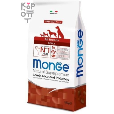 Monge Dog Speciality корм для собак всех пород ягненок с рисом и картофелем 12 кг