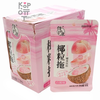 Напиток Кокосовый Coconut Drink Желе с кусочками фруктов и вкусом белого Персика, 65гр.
