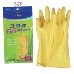 Clean Wrap Rubber Gloves - Перчатки из натурального латекса с хлопковым покрытием, желтые, размер M