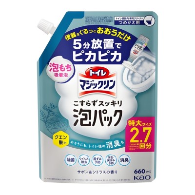 KAO Моющее и чистящее средство "Magicclean" для туалета (спрей для удаления и предотвращения загрязнений в чаше унитаза / мыло и цитрус) 660 мл, мягкая упаковка с крышкой (артикул поставщика 454713)