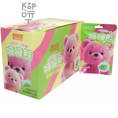 Жевательная конфета HaoLvyuan Bear Fruit Flavor сэндвич - Счастливый мишка с кислой начинкой и вкусом зеленого Яблока