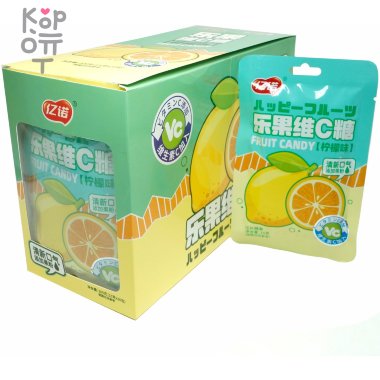 Кислая карамель VC Happy Fruit - с витамином С и леденящим вкусом Лимона &mdash; Корейские товары для всей семьи(КорОпт)