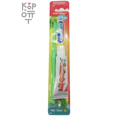 LION Kodomo - Набор детский Зубная щетка + паста 15 г, 3года- 6лет