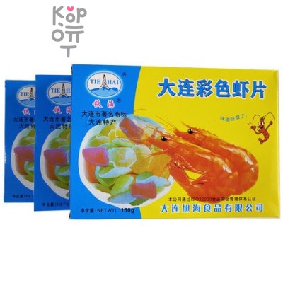 Даляньские Цветные чипсы Prawn Crackers с Бохайскими креветками, нежареные с оригинальным вкусом, 150гр.