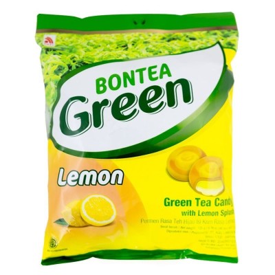 Bontea — Green Tea Candy with Lemon Splash — Конфеты Bontea с зелёным чаем и лимоном, 135 г — коробка 20 шт
