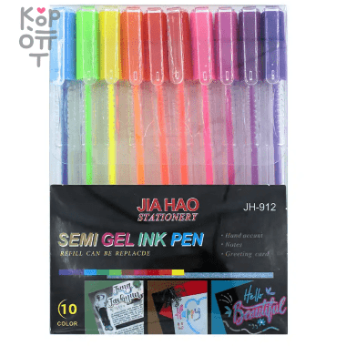 Jia Hao Semi Gel Ink Pen - Блистерная упаковка с гелевыми ручками, 10 цветов — Корейские товары для всей семьи(КорОпт)