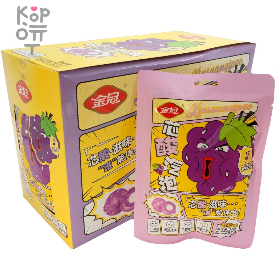 Конфеты Супер Кислые Golden Crown "От сладкого к кислому" АДовый сэндвич со вкусом Винограда, купить с доставкой на дом фото 1 — Корейские товары для всей семьи(КорОпт)