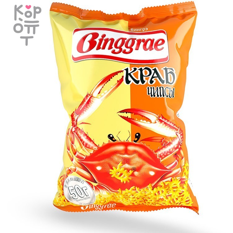Чипсы Binggrae "Бингрэ" со вкусом запеченного Краба., купить с доставкой на дом фото 1 — Корейские товары для всей семьи(КорОпт)