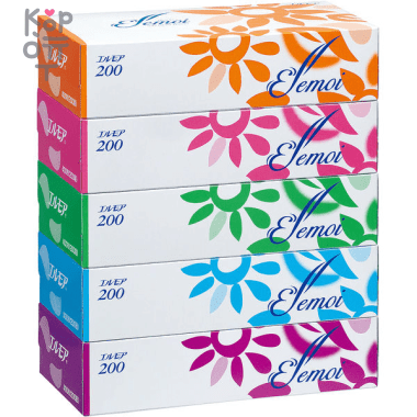 Kami Shodji ELLEMOI Бумажные двухслойные салфетки 200шт. (спайка 5 пачек). — Корейские товары для всей семьи(КорОпт)