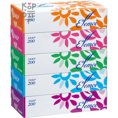 Kami Shodji ELLEMOI Бумажные двухслойные салфетки 200 шт. (спайка 5 пачек).
