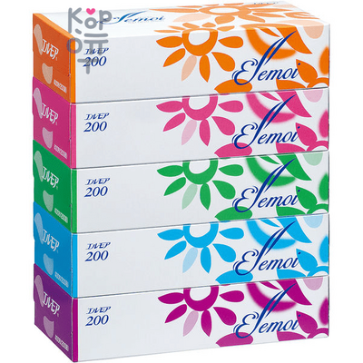 Kami Shodji ELLEMOI Бумажные двухслойные салфетки 200 шт. (спайка 5 пачек).
