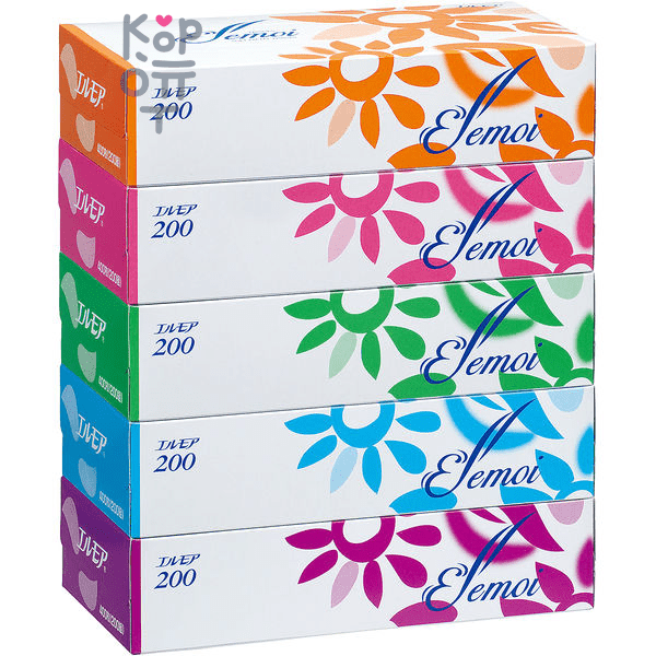 Kami Shodji ELLEMOI Бумажные двухслойные салфетки 200шт. (спайка 5 пачек).