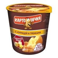 Картошечка Пюре с курицей и гренками, 40 г