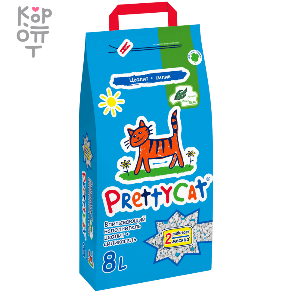 PrettyCat Наполнитель впитывающий для кошачьих туалетов "Naturel" с Алоэ, 4кг. (8л.), купить с доставкой на дом фото 1 — Корейские товары для всей семьи(КорОпт)