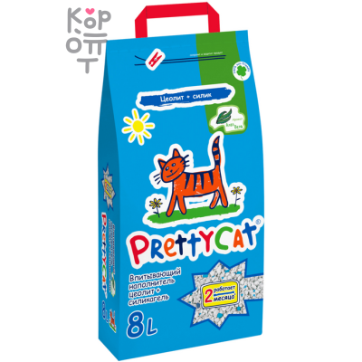 PrettyCat Наполнитель впитывающий для кошачьих туалетов "Naturel" с Алоэ, 4кг. (8л.)
