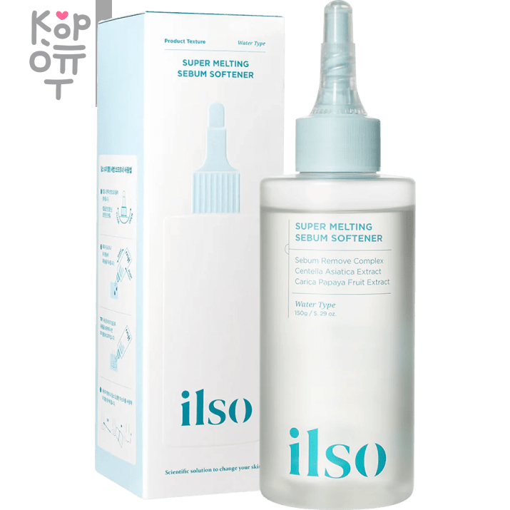 ILSO Super Melting Sebum Softener - Тонер для нормализации кожного себума 150мл., купить с доставкой на дом  Ilso Super Melting Sebum Softener Этот инновационный продукт глубоко очищает забитые поры и растворяет избыток кожного сала, оставляя кожу мягкой и гладкой. Испытайте освежающую процедуру очищения пор с этим смягчителем, который растворяет и удаляет затвердевший кожный жир для чистых и освеженных пор. 