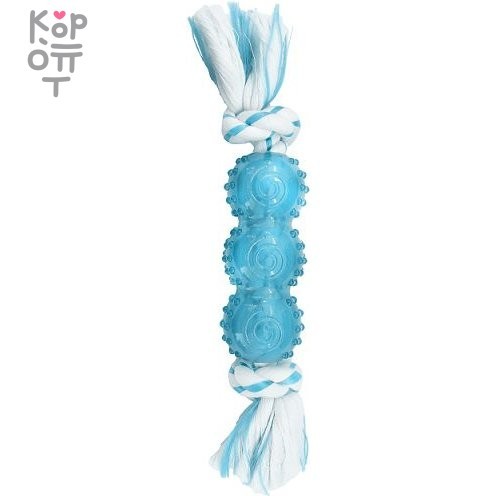 CanineClean игрушка для собак Палочка синтетическая резина с канатом 25 см с ароматом мяты, голубой, купить с доставкой на дом фото 1 — Корейские товары для всей семьи(КорОпт)