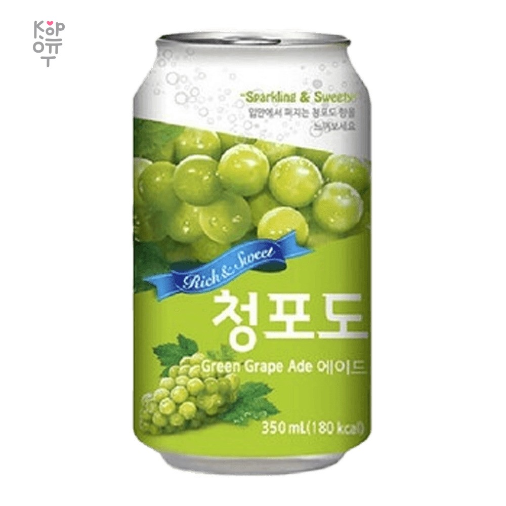 ILHWA Green Grape ade — Напиток газированный, вкус зеленый виноград, 350 мл