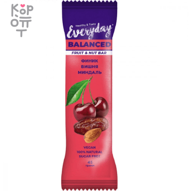 Батончик фруктово-ореховый с вишней и миндалем Everyday Balanced, 45гр. — Корейские товары для всей семьи(КорОпт)