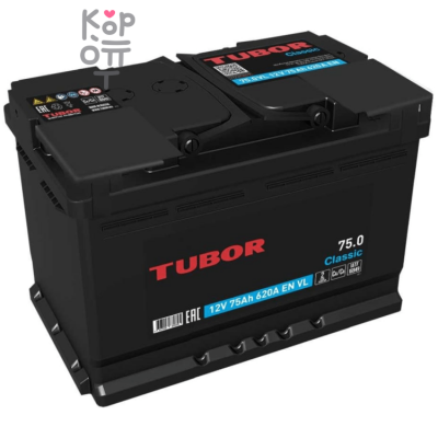 Аккумулятор TUBOR Classic 6СТ-75.0 VL, 75A, L3 ( L )