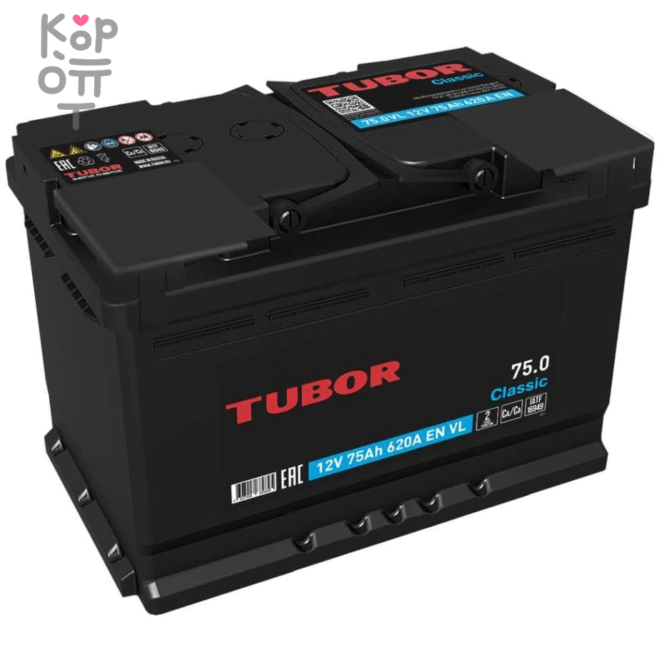 Аккумулятор TUBOR Classic 6СТ-75.0 VL, 75A, L3 ( L )