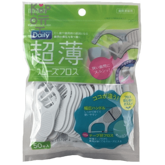 EBISU Everyday Dental Floss - Флоссер c ЛЕНТОЧНОЙ зубной нитью на плоской ручке 50шт.