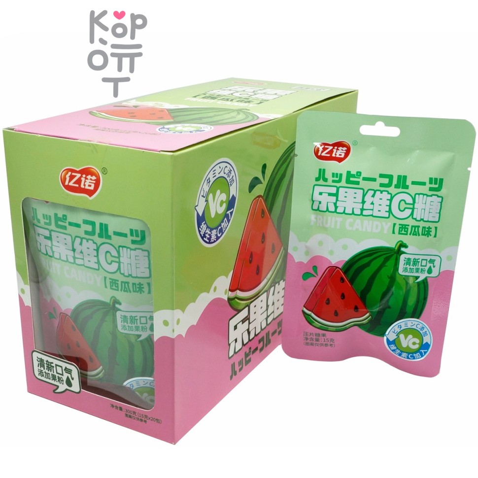 Кислая карамель VC Happy Fruit - с витамином С и леденящим вкусом Арбуза