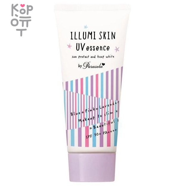 Parasola Солцезащитная водостойкая крем-эссенция "lllumi Skin" (SPF 50+ PA++++), 80г. Солцезащитная водостойкая крем-эссенция "lllumi Skin" — уходовое средство для регулярного использования; в товаре выделяются: лаванда и гиалуроновая кислота. В КорОпт можно подобрать свежие приходы азиатской косметики с хорошим остаточным сроком годности и собрать заявку по средствам регулярного ухода.