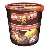 Картошечка Пюре с говядиной и гренками, 40 г