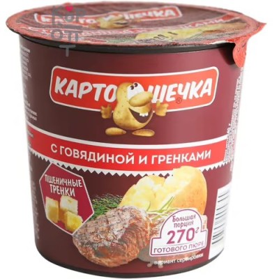 Картошечка Пюре с говядиной и гренками, 40 г