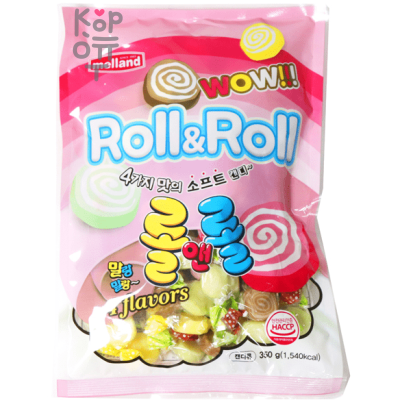 Melland Roll and Roll Candy - Мягкие конфеты Молочно-фруктовый микс, молоко + клубника, шоколад + банан, молоко + дыня, 350гр.