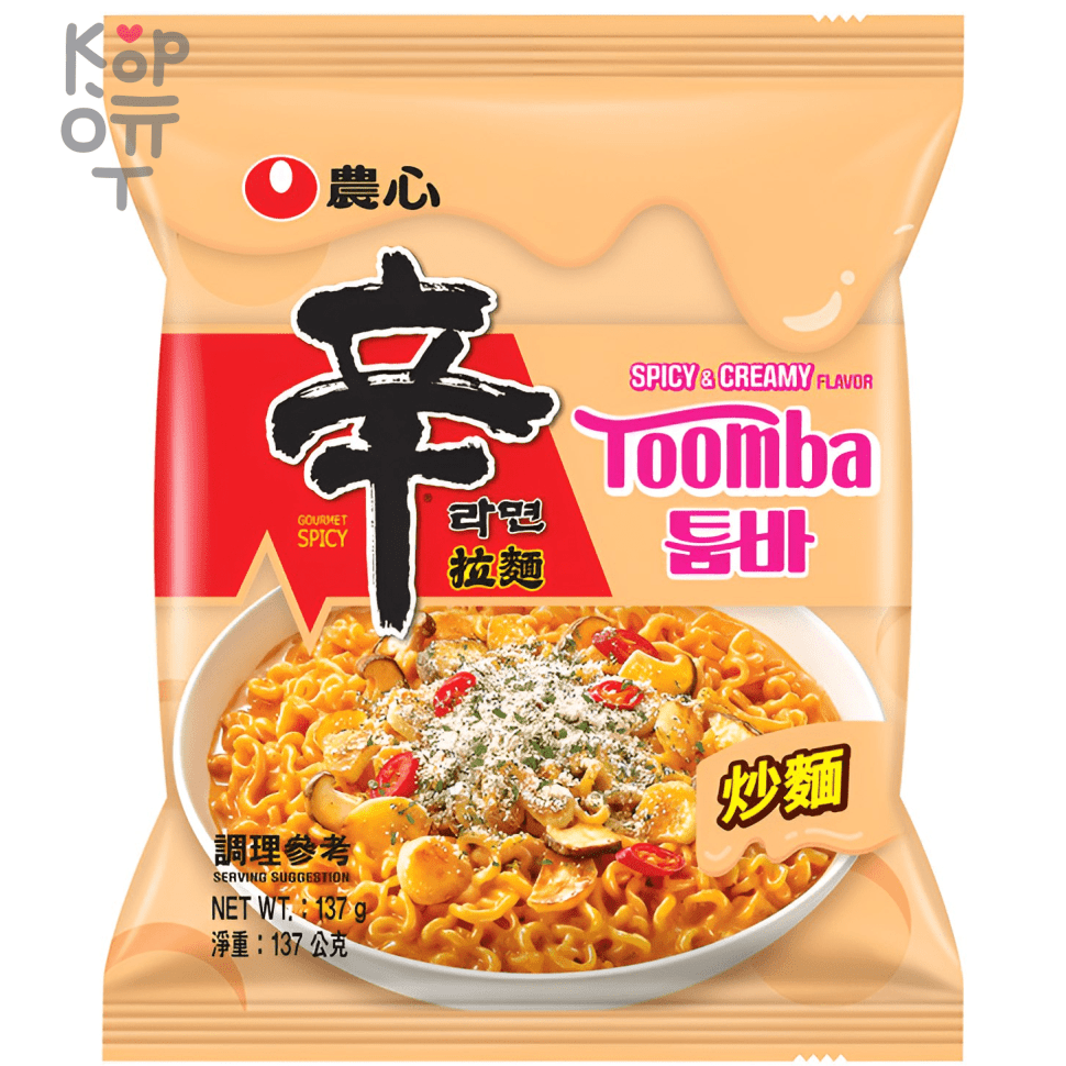 Лапша сублимированная NONGSHIM Stir Fry Shin Ramyun Toomba жареная с острым и сливочным вкусом, 137гр., купить с доставкой на дом фото 1 — Корейские товары для всей семьи(КорОпт)