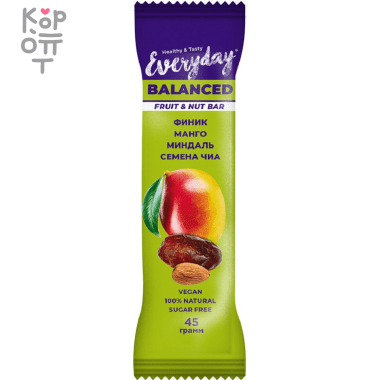 Батончик фруктово-ореховый с манго и семенами чиа Everyday Balanced, 45гр. &mdash; Корейские товары для всей семьи(КорОпт)