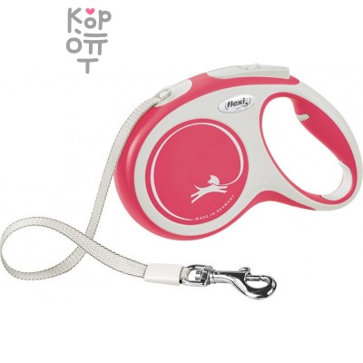 flexi рулетка NEW LINE Comfort M (до 25 кг) лента 5 м серый/красный