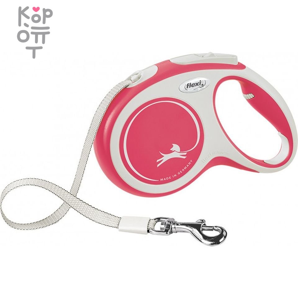flexi рулетка NEW LINE Comfort M (до 25 кг) лента 5 м серый/красный